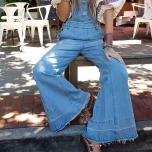 THREE BIRD NEST Milly flared overalls size S, new w/ tags